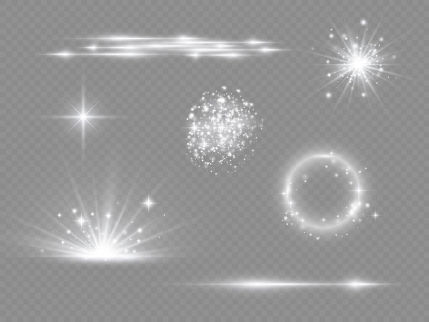 Efekt bílého světla, prach, světlice, exploze, hvězdy. - Fotografie, Obrázek