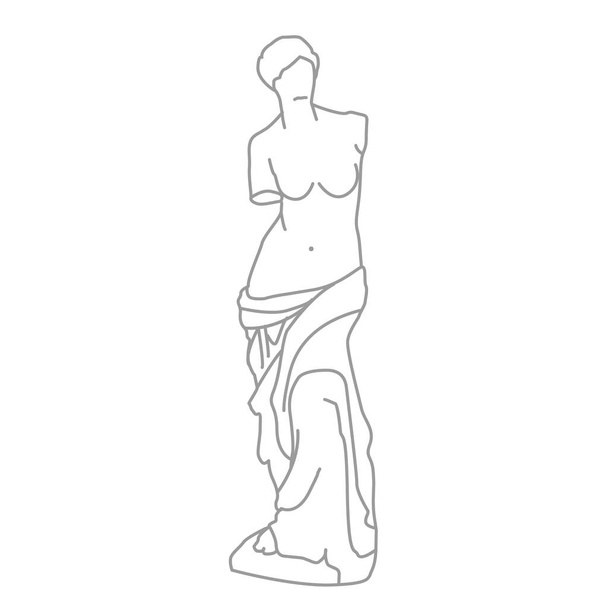 Venus de Milo antiikin Kreikan veistos Hellenistiseltä kaudelta Ranskassa Pariisi doodle - Vektori, kuva