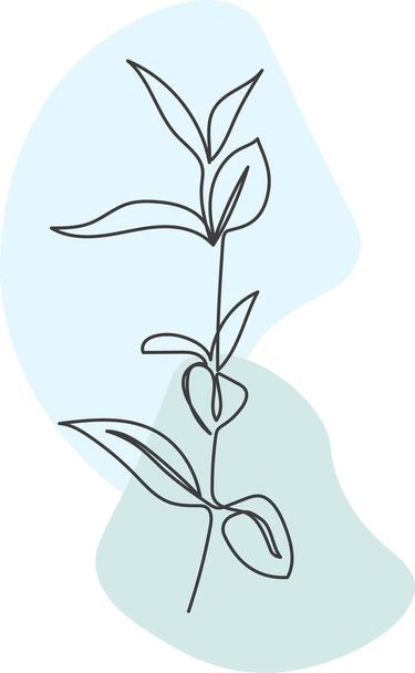 A plant drawn in a vector by one continuous line. - Вектор, зображення