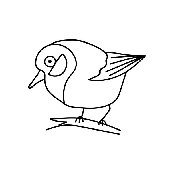 Jeden ręcznie rysowany ptak. Ilustracja wektora bazgrołów. Izolacja na białym tle. - Wektor, obraz