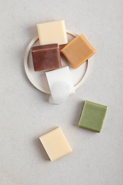 Handmade natural bar soaps. Ethical, sustainable zero waste lifestyle - Photo, Image