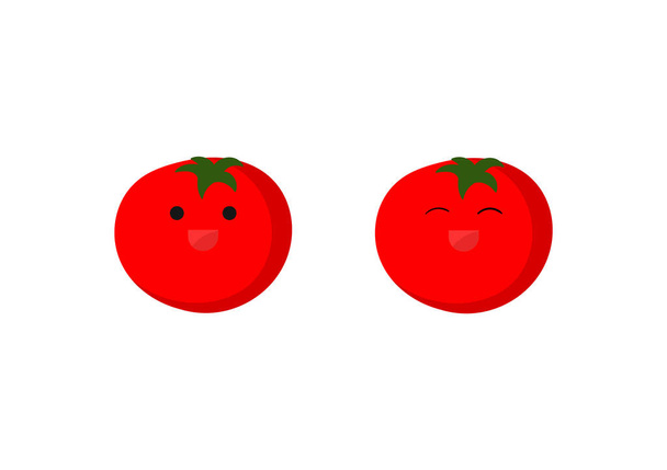 illustration d'un personnage de légume de tomate avec un visage joyeux, mignon et adorable - Vecteur, image