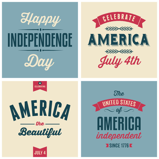 US Independence Day Cards Collection - Vektör, Görsel