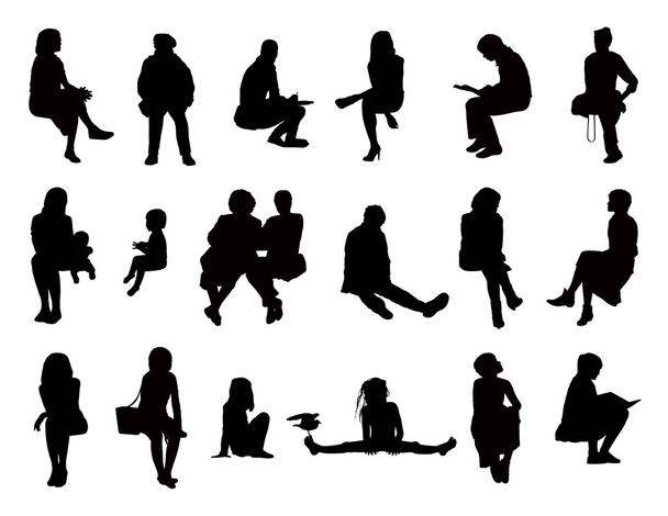 Velká sada žen sedících siluety  - Fotografie, Obrázek