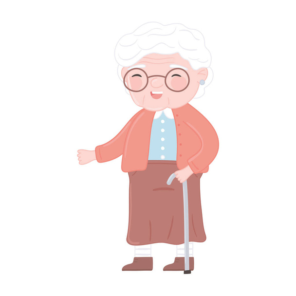 メガネをかけた幸せなおばあちゃん - ベクター画像