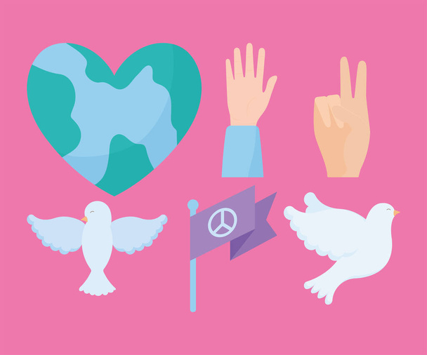 sei icone della pace - Vettoriali, immagini
