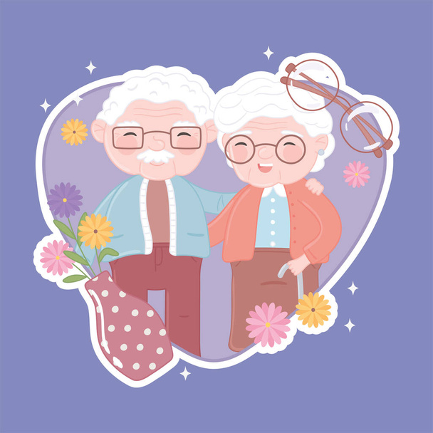 grandparents in heart - Vector, Image
