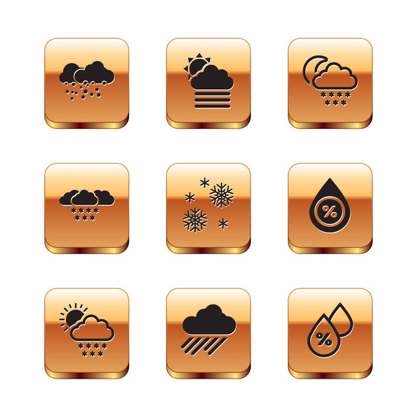 Set Cloud with snow, and sun, rain, Snow, and moon icon. Vector - Vector, Image