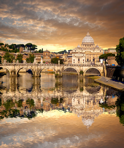 Basilica di San Pietro with bridge in Vatican, Rome, Italy - Photo, Image