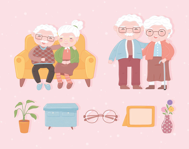 grand-parents icône ensemble - Vecteur, image