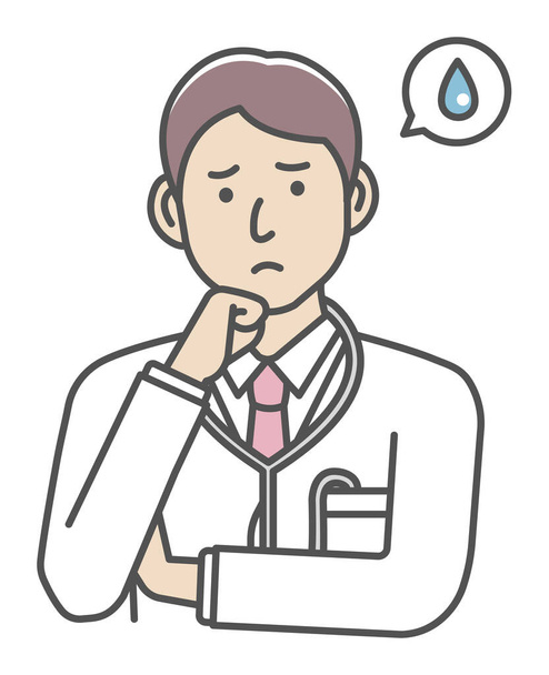 Fiatal férfi orvos gesztus variáció illusztráció | ideges, boldogtalan - Vektor, kép