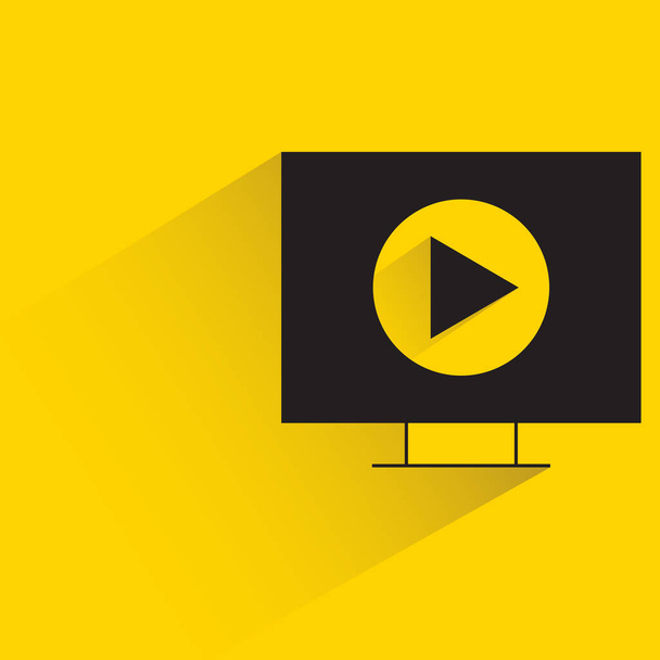 media player on desktop with shadow yellow background - Vector, Imagen