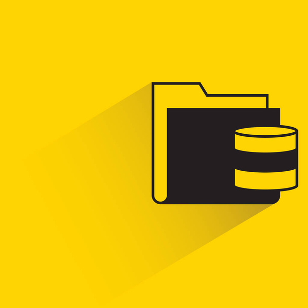 folder and database shadow on yellow background - Vector, imagen