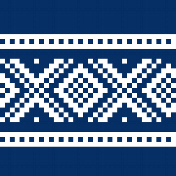 Illustration vectorielle de mode du blanc scandinave traditionnel sur pull bleu motif sans couture  - Vecteur, image