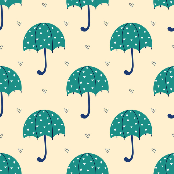 傘とハートのパターンベクトルデザイン - ベクター画像