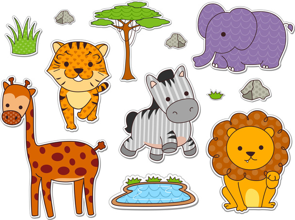 Safari dierlijke stickers - Foto, afbeelding