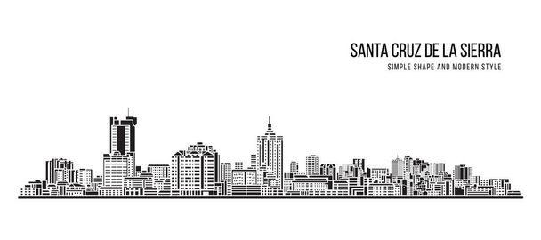 Cityscape Building Abstract Simple shape and modern style art Vector design - santa cruz de la sierra city - Διάνυσμα, εικόνα