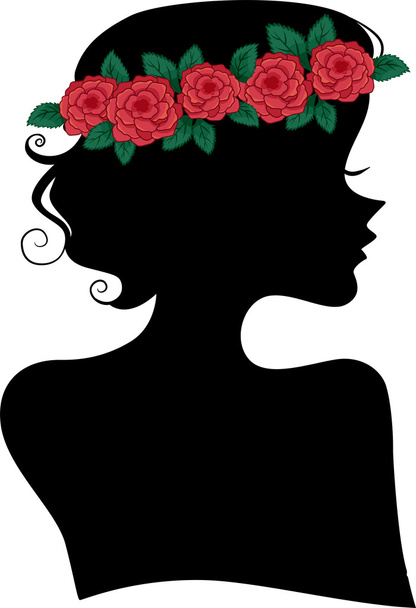 Rose Headband Girl Silhouette - Foto, Imagem