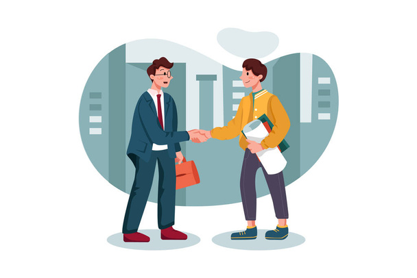 Customer handshaking with marketing agent Vector Illustration concept. Flat illustration isolated on white background. - Vector, Image