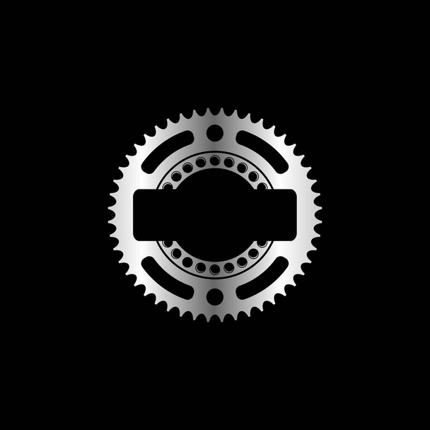 simple engranaje y rodamiento en emblema imagen icono gráfico logotipo diseño abstracto concepto vector stock. Se puede utilizar como símbolo relacionado con la mecánica. - Vector, Imagen