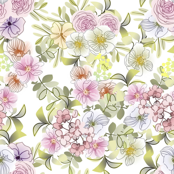 elegant pattern with beautiful  floral elements - Vector, afbeelding