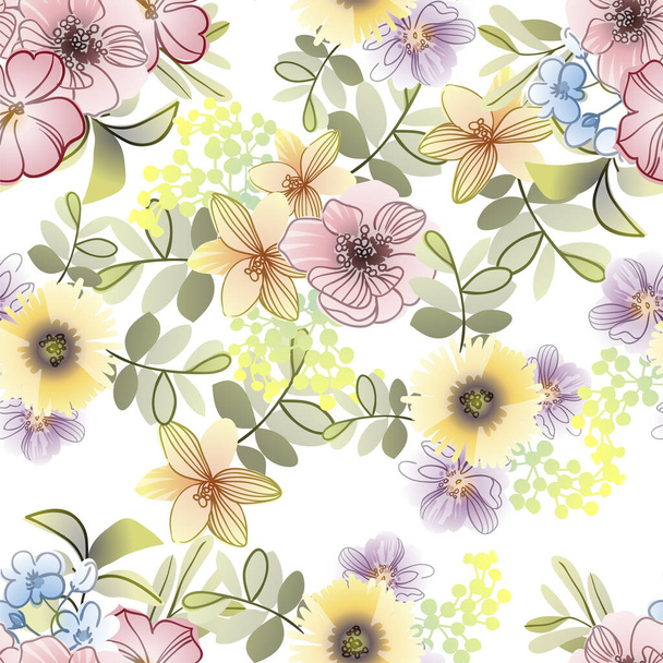 elegant pattern with beautiful  floral elements - ベクター画像