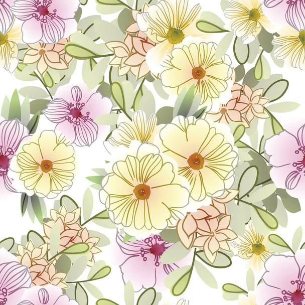 elegant pattern with beautiful  floral elements - ベクター画像