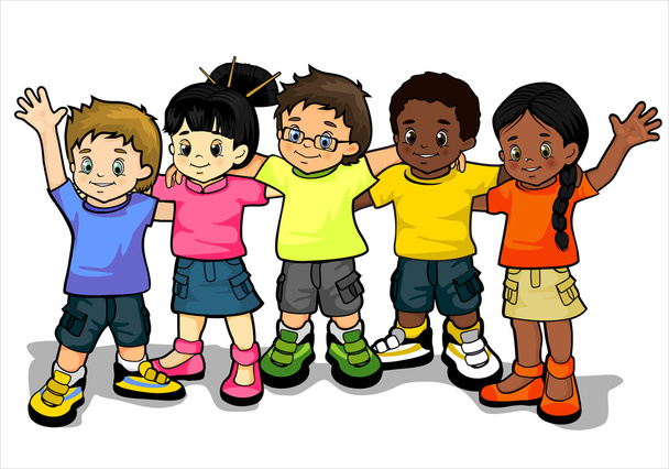 Children joined in the world - Vector, Image
