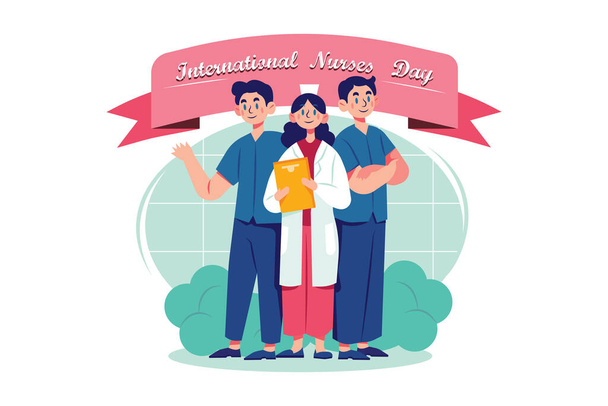 International Nurses Day Illustration konsepti. Tasainen kuva eristetty valkoisella pohjalla. - Vektori, kuva
