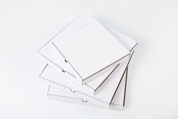 White blank pizza boxes on white background. Mock-up. - Foto, immagini