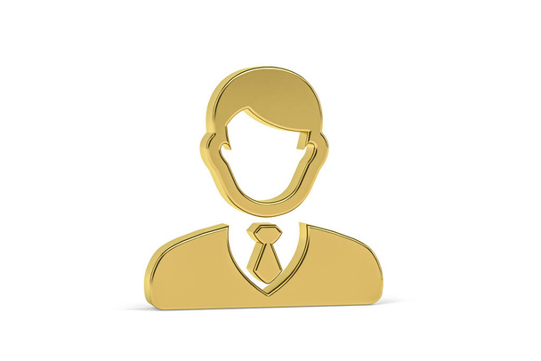 Golden 3d manager icon isolated on white background - 3d render - Photo, image