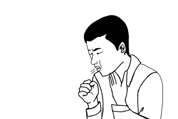 кашель человек или больной человек холодный половина тела иллюстрация черно-белый  - Фото, изображение