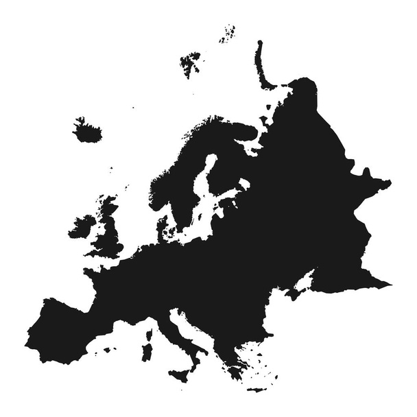 Map of Europe simple style illustration - Black silhouette drawing of the European map isolated on white background - Vector, Image