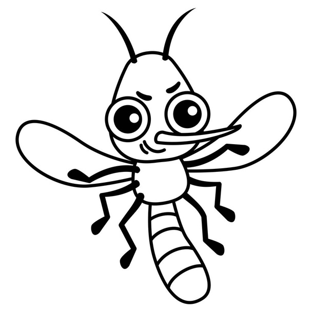 Lustige Mücke. Insekten im Cartoon-Stil färben - Vektor, Bild