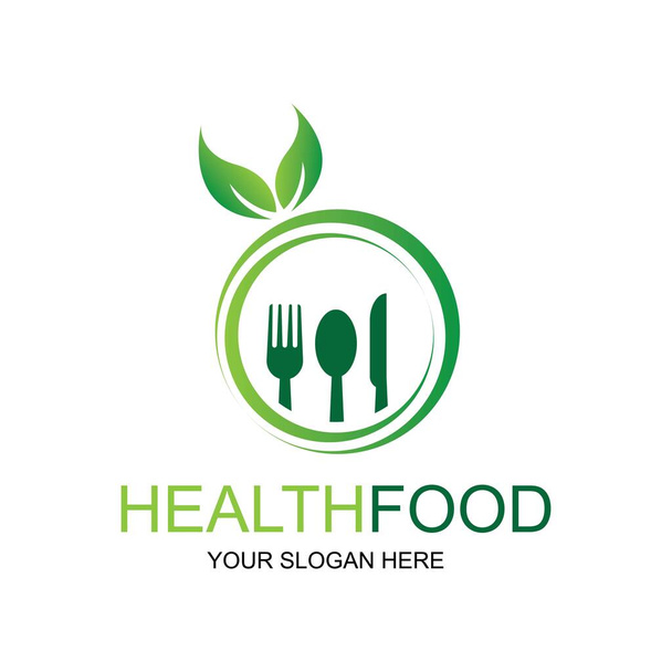 υγιές λογότυπο τροφίμων διανυσματική απεικόνιση εικονίδιο σχεδιασμού - Διάνυσμα, εικόνα