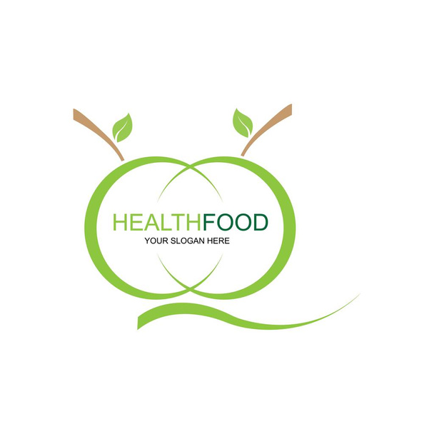 υγιές λογότυπο τροφίμων διανυσματική απεικόνιση εικονίδιο σχεδιασμού - Διάνυσμα, εικόνα