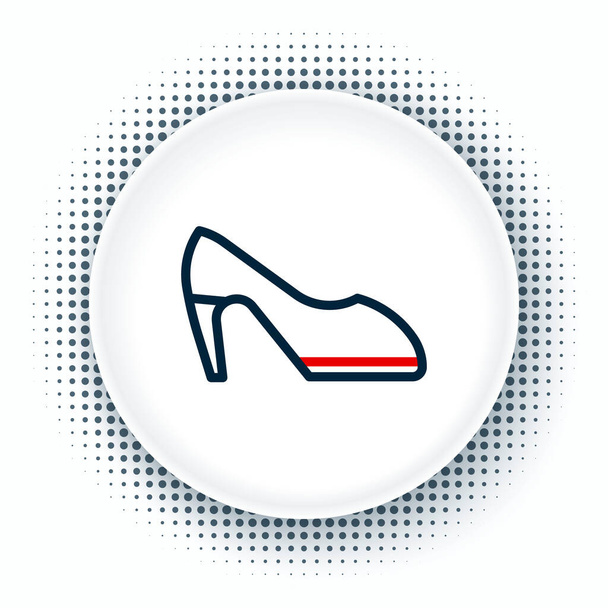 Взуття жінки лінії з піктограмою високих каблуків ізольовано на білому тлі. Барвиста концепція контуру. Векторні
 - Вектор, зображення