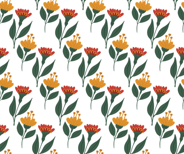 Vintage flowers seamless pattern, trendy print. Floral repeating texture, background. Vector illustration - Vector, afbeelding