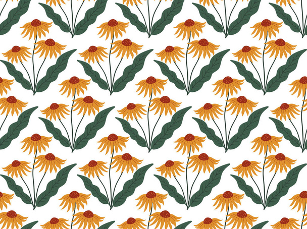 Vintage flowers seamless pattern, trendy print. Floral repeating texture, background. Vector illustration - Διάνυσμα, εικόνα