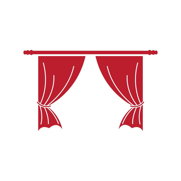 Kırmızı perde korteks iç kumaş iç kumaş kumaş tekstil lambrequin vektör illüstrasyon kürtain - Vektör, Görsel