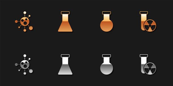 Set Molecule, Test tube and flask, and radiation icon. Vector - Vector, Image