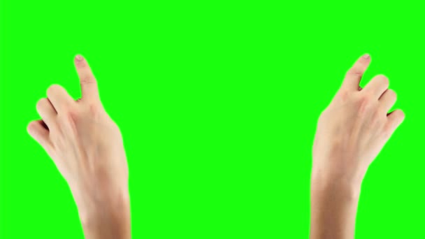 40 жестів, встановлених жіночими руками та пальцями для керування сенсорним екраном на зеленому фоні
 - Кадри, відео