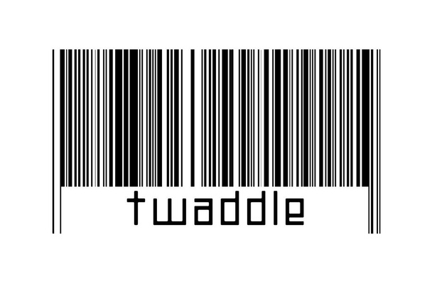 Barcode σε λευκό φόντο με επιγραφή twaddle παρακάτω. Έννοια του εμπορίου και της παγκοσμιοποίησης - Φωτογραφία, εικόνα