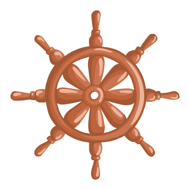 Ship wheel isolated on white background. Cartoon style. Vector illustration - Vector, Image