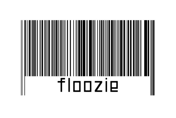 Digitalization concept. Barcode of black horizontal lines with inscription floozie below. - Photo, Image