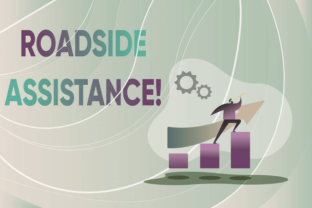 Writing displaying text Roadside Assistance. Business concept helps drivers when their vehicle breaks down on the road Colorful Image Displaying Progress, Abstract Leading And Moving Forward - Photo, image