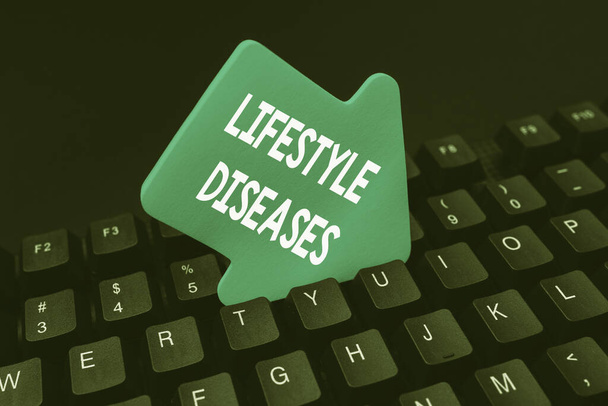 Handwriting text Lifestyle Diseases. Word Written on the disease associated with the way a person lives Abstract Typing New Business Slogan Message, Writing Market Strategies - Valokuva, kuva