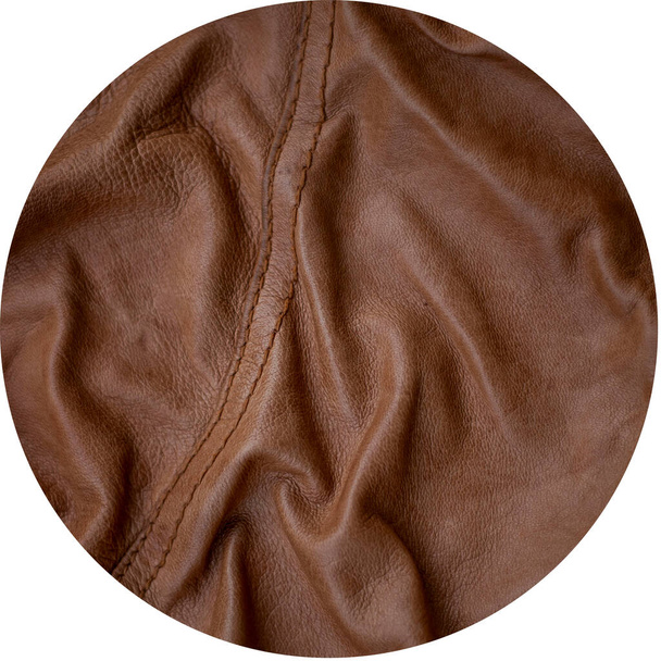 kiemeli ikonok design történetek barna bőr textúra. Valódi bőrből készült termékek, alkalmi stílusban. Borító sablonok történetek: bőr ruhák, cipők. Brown vintage háttér - Fotó, kép