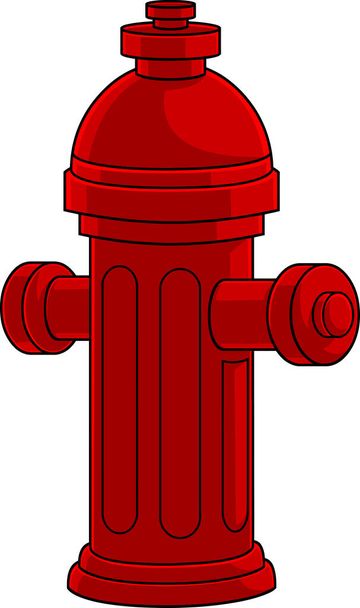 Cartoon Red Fire Hydrant. Raster Hand Drawn Illustration Isolated On Transparent Background - Vetor, Imagem