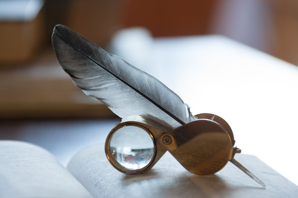 open book and quill pen - Photo, image
